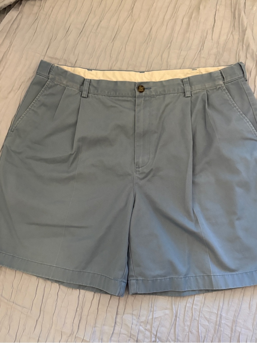 VTG L.L. Bean Comfort Waist Pleated Chino Shorts Blue 42